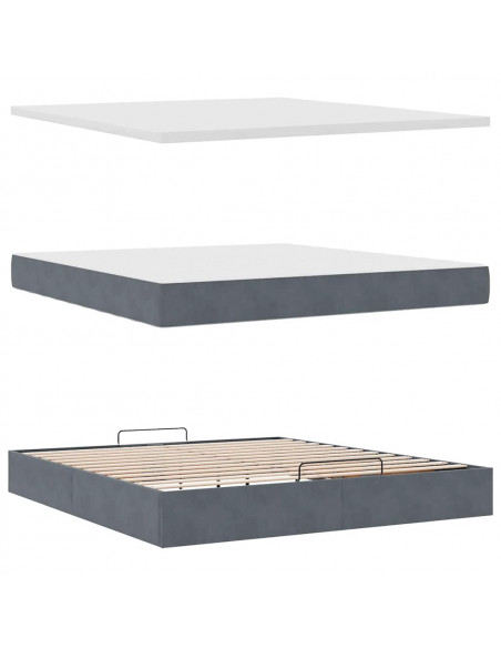 Struttura Letto Pouf con Materasso 180x200 cm in Velluto