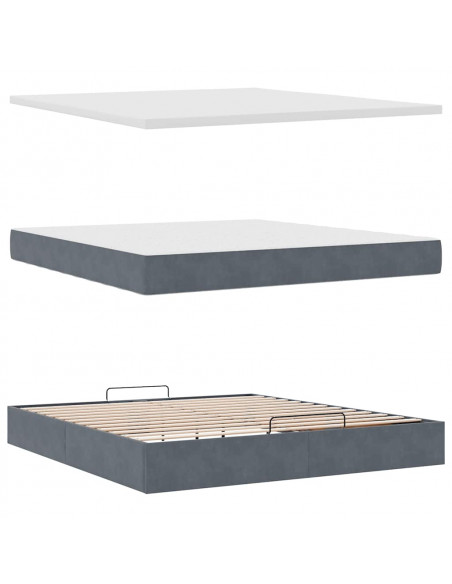 Struttura Letto Pouf con Materasso 180x200 cm in Velluto
