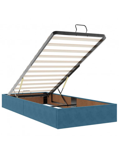 Pouf Letto con Materasso e LED Blu Scuro 80x200cm in Velluto