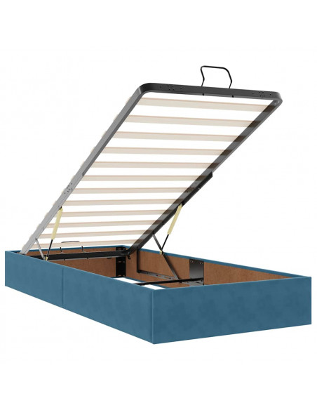 Pouf Letto con Materasso e LED Blu Scuro 80x200cm in Velluto