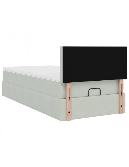 Struttura Letto Pouf con Materasso 90x200 cm in Velluto