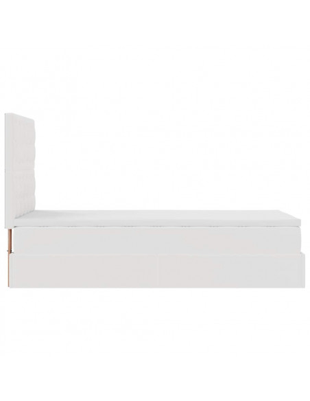 Struttura Letto Pouf con Materasso Bianco 100x200 cm Similpelle