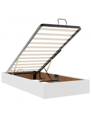 Struttura Letto Pouf con Materasso Bianco 100x200 cm Similpelle