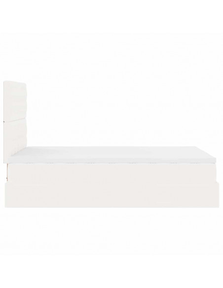 Struttura Letto Pouf con Materasso Bianco 120x190 cm Similpelle