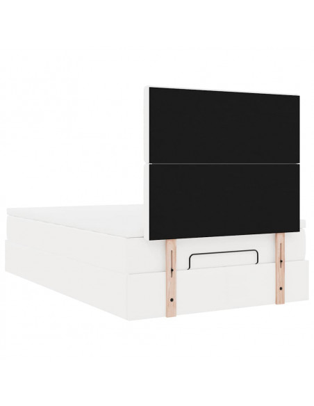 Struttura Letto Pouf con Materasso Bianco 120x190 cm Similpelle