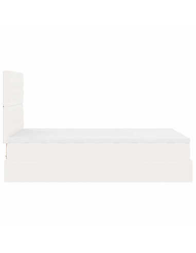 Struttura Letto Pouf con Materasso Bianco 120x200 cm Similpelle