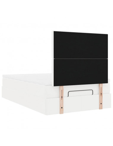 Struttura Letto Pouf con Materasso Bianco 120x200 cm Similpelle