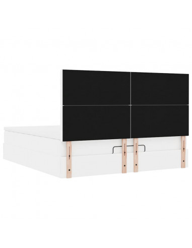 Struttura Letto Pouf con Materasso Bianco 180x200 cm Similpelle