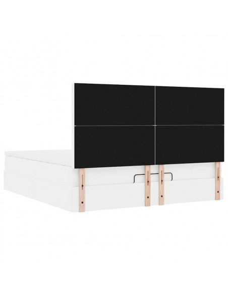 Struttura Letto Pouf con Materasso Bianco 180x200 cm Similpelle