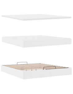 Struttura Letto Pouf con Materasso Bianco 180x200 cm Similpelle 2