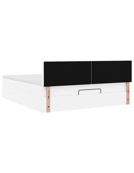 Struttura Letto Pouf con Materasso Bianco 180x200 cm Similpelle