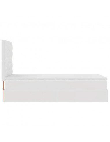 Letto Pouf con Materasso Bianco 90x190 cm Similpelle