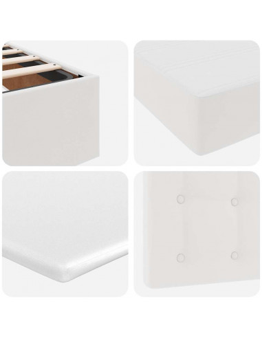 Letto Pouf con Materasso Bianco 90x190 cm Similpelle