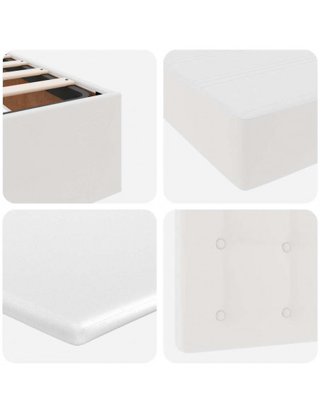 Letto Pouf con Materasso Bianco 90x190 cm Similpelle