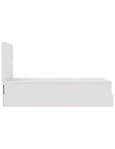 Struttura Letto Pouf con Materasso Bianco 90x190 cm Similpelle