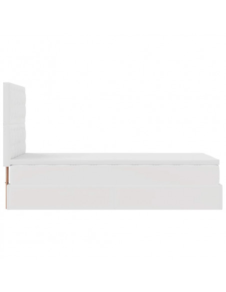 Struttura Letto Pouf con Materasso Bianco 90x200 cm Similpelle