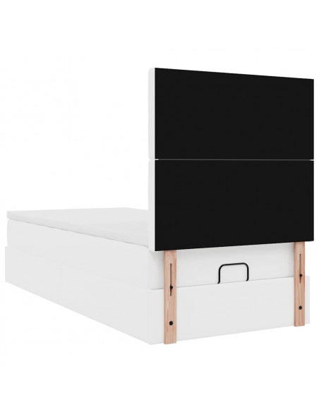 Struttura Letto Pouf con Materasso Bianco 90x200 cm Similpelle