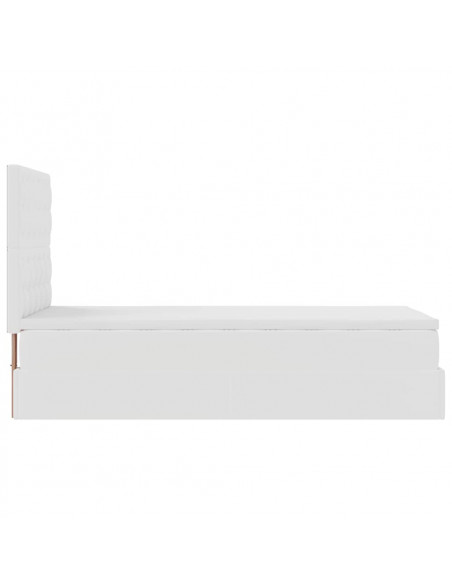 Struttura Letto Pouf con Materasso Bianco 90x200 cm Similpelle
