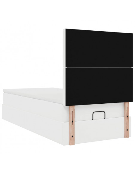 Struttura Letto Pouf con Materasso Bianco 90x200 cm Similpelle