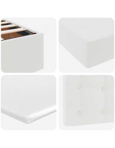 Letto Pouf con Materasso Bianco 90x200 cm Similpelle