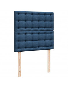 Struttura Letto Pouf con Materasso Blu 90x190 cm in Tessuto