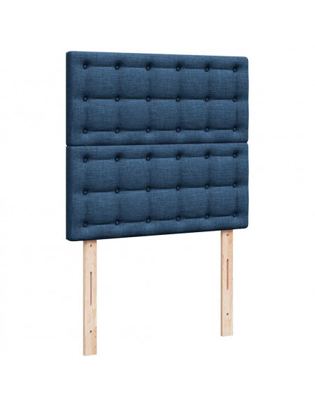 Struttura Letto Pouf con Materasso Blu 90x190 cm in Tessuto