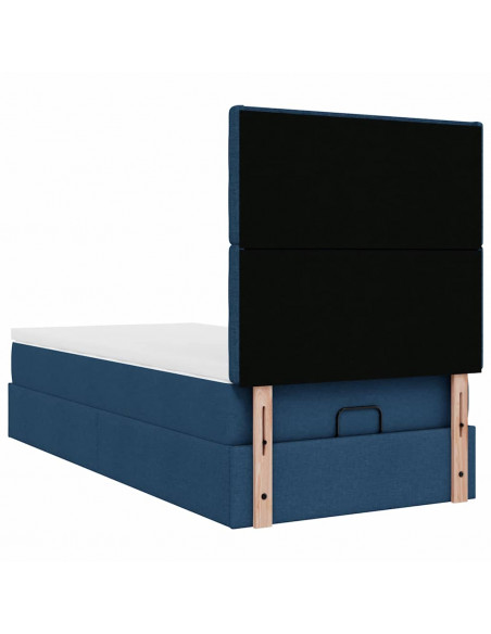 Struttura Letto Pouf con Materasso Blu 90x190 cm in Tessuto
