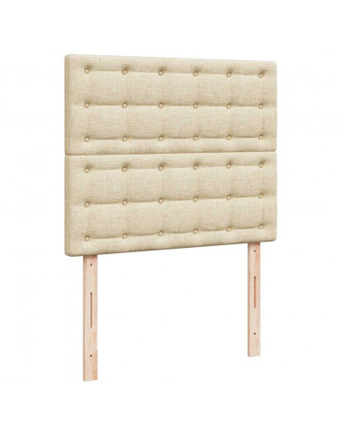 Struttura Letto Pouf con Materasso Crema 120x200 cm in Tessuto