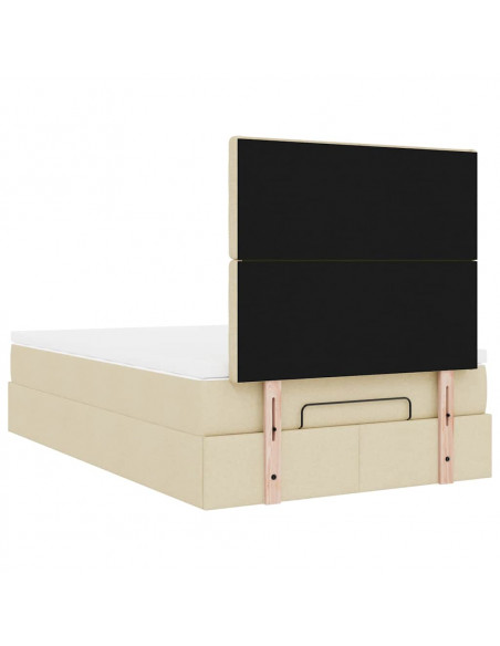 Struttura Letto Pouf con Materasso Crema 120x200 cm in Tessuto