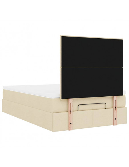 Struttura Letto Pouf con Materasso Crema 120x200 cm in Tessuto