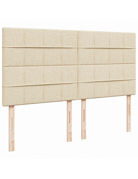 Struttura Letto Pouf con Materasso Crema 160x200 cm in Tessuto