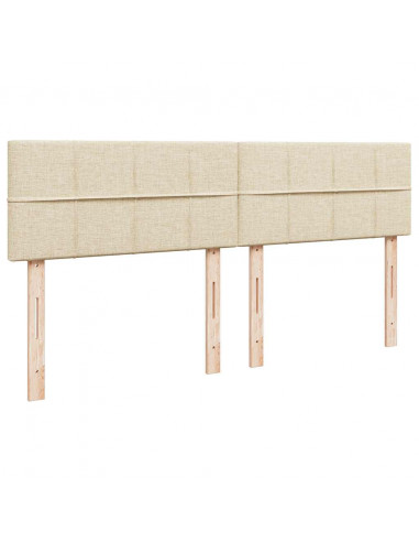 Struttura Letto Pouf con Materasso Crema 160x200 cm in Tessuto