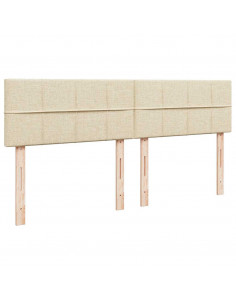 Struttura Letto Pouf con Materasso Crema 160x200 cm in Tessuto