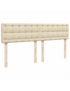 Struttura Letto Pouf con Materasso Crema 160x200 cm in Tessuto