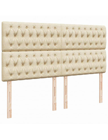 Struttura Letto Pouf con Materasso Crema 180x200 cm in Tessuto