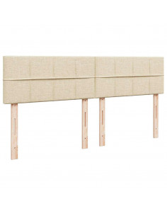 Struttura Letto Pouf con Materasso Crema 200x200cm in Tessuto 2