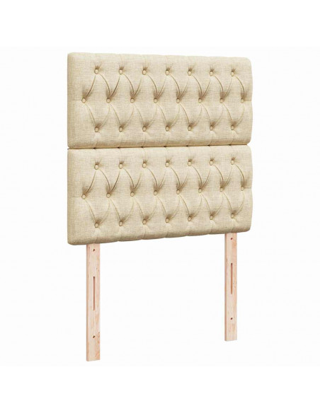 Struttura Letto Pouf con Materasso Crema 80x200 cm in Tessuto