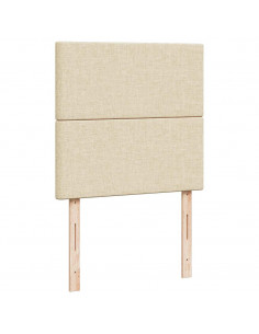 Struttura Letto Pouf con Materasso Crema 80x200 cm in Tessuto 2