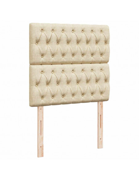 Struttura Letto Pouf con Materasso Crema 80x200 cm in Tessuto