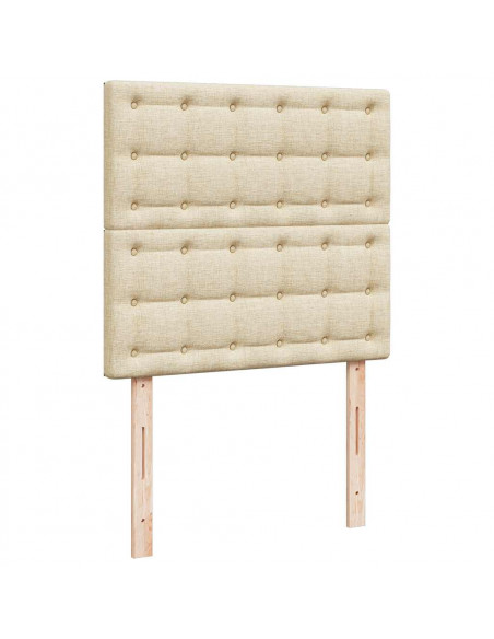 Struttura Letto Pouf con Materasso Crema 90x190 cm in Tessuto