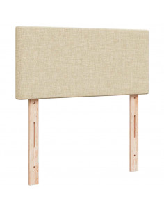 Struttura Letto Pouf con Materasso Crema 90x190 cm in Tessuto 2