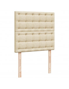 Struttura Letto Pouf con Materasso Crema 90x190 cm in Tessuto 2