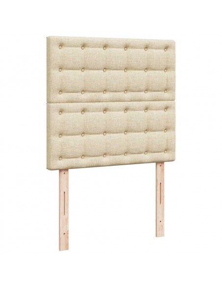Struttura Letto Pouf con Materasso Crema 90x200 cm in Tessuto