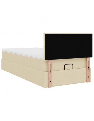 Struttura Letto Pouf con Materasso Crema 90x200 cm in Tessuto