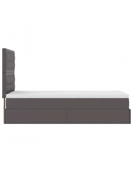 Struttura Letto Pouf con Materasso Grigio 100x200 cm Similpelle