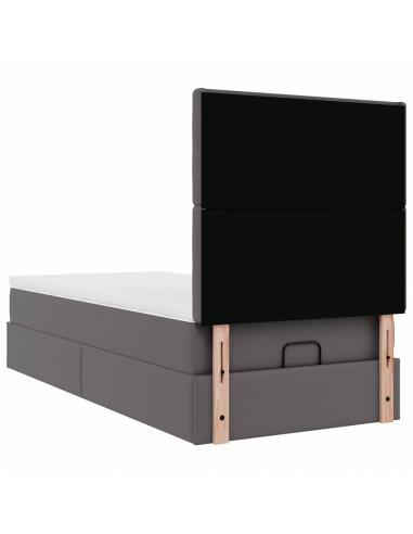 Struttura Letto Pouf con Materasso Grigio 100x200 cm Similpelle