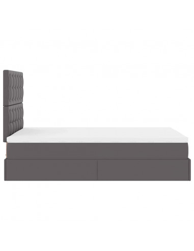 Struttura Letto Pouf con Materasso Grigio 120x200 cm Similpelle