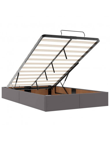 Struttura Letto Pouf con Materasso Grigio 120x200 cm Similpelle