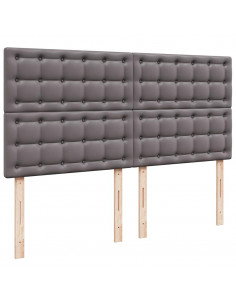 Struttura Letto Pouf con Materasso Grigio 160x200 cm Similpelle