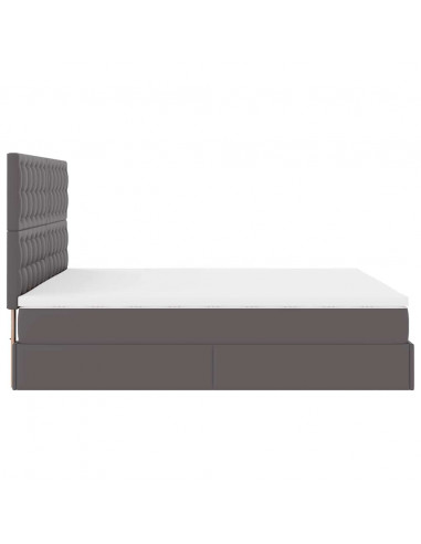 Struttura Letto Pouf con Materasso Grigio 160x200 cm Similpelle